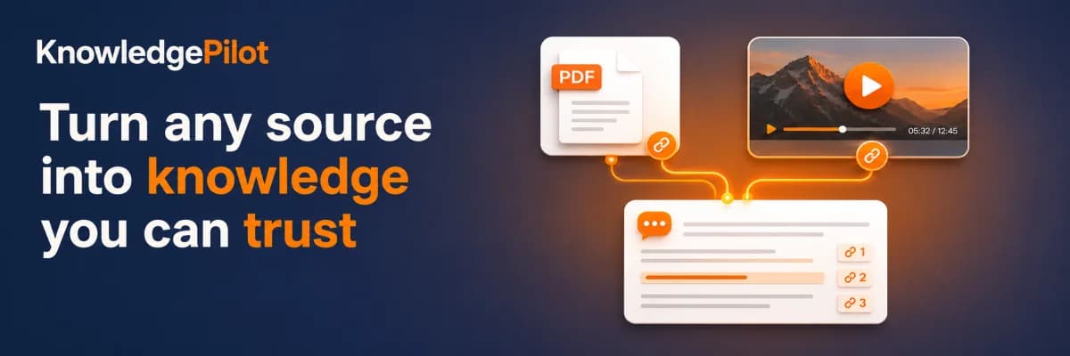 PDF and video sources connected to a cited answer, by KnowledgePilot