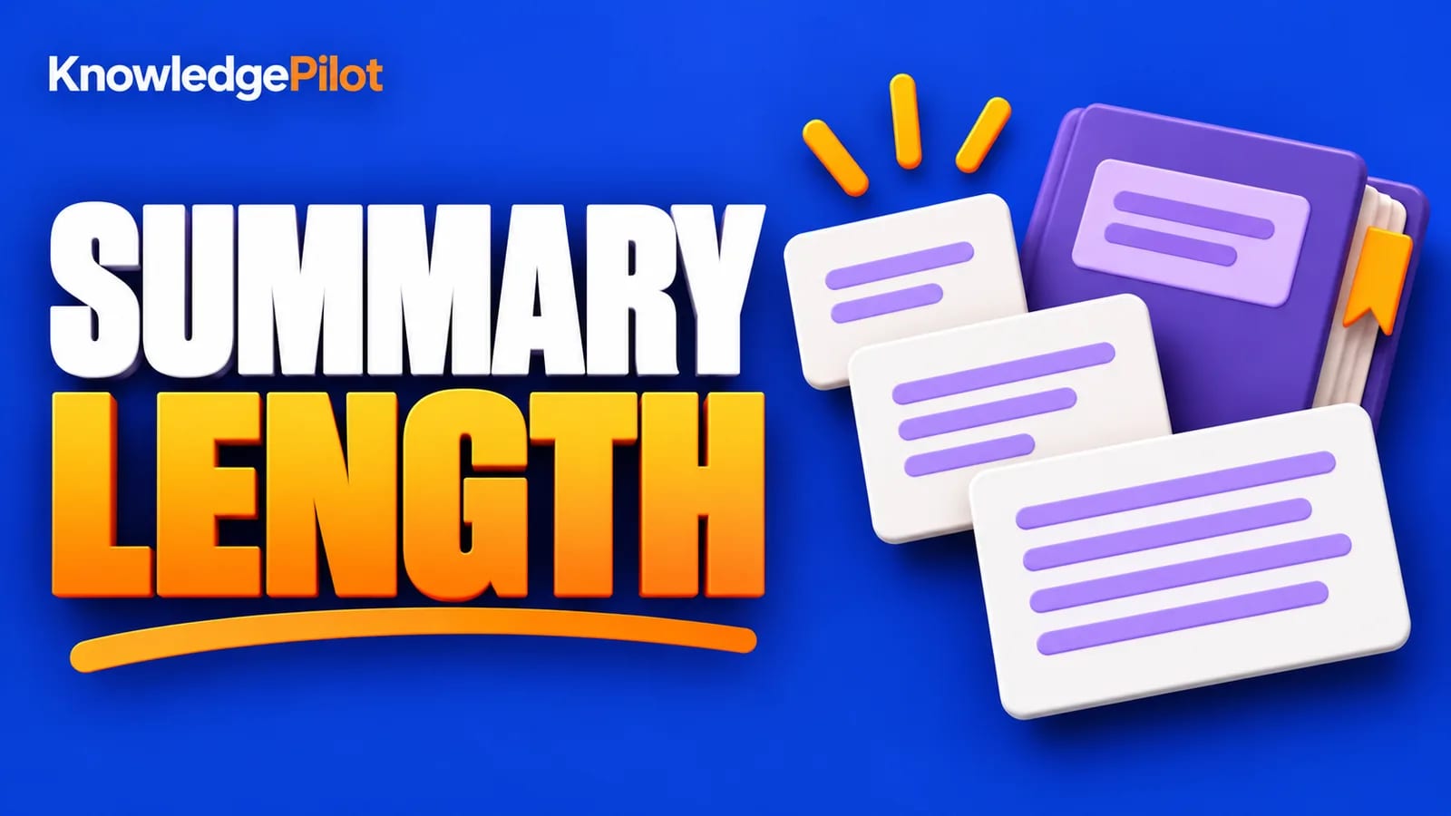 Summary length examples shown as a sentence, a paragraph and an extended summary beside a source book.